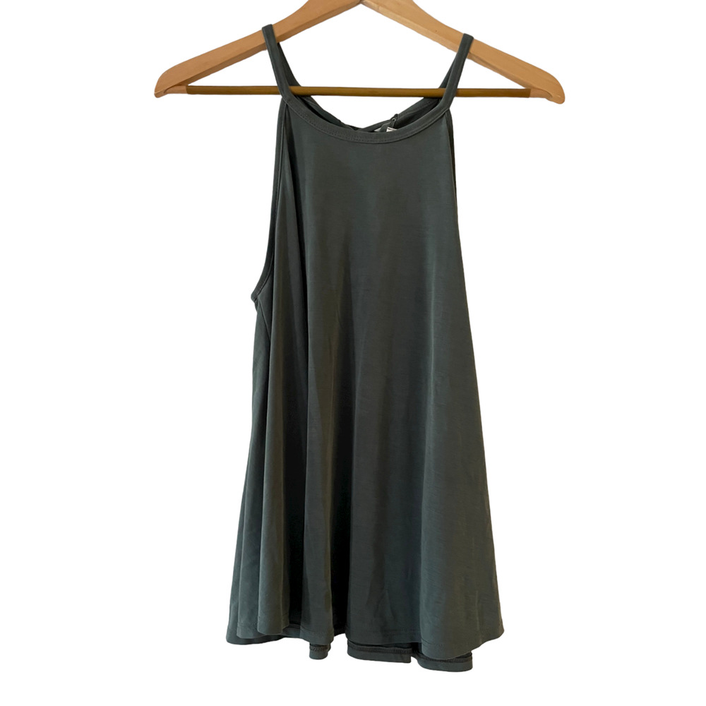 Nectar Clothing Size S Womens Green Swing Flowy Tank Top Lace Up Back Sleeveless